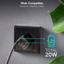 Tooq Cargador de Pared USB-C PD + USB-A QC 20W Negro TQWC-QCPD20